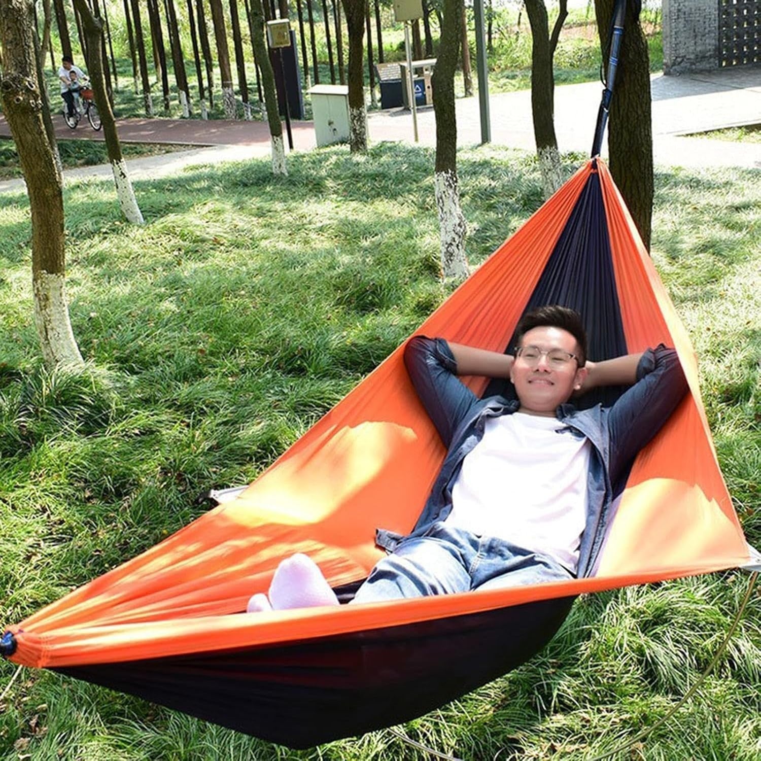 Outdoor Camping Hammock with Stand | Portable 210T Nylon Travel Bed | Waterproof