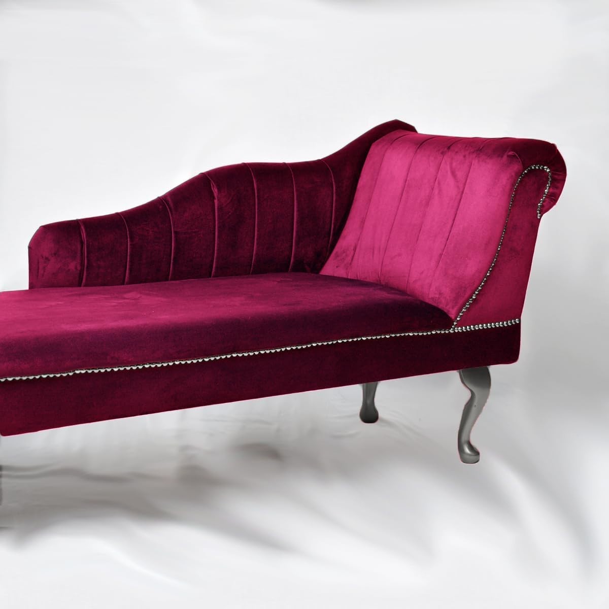 Velvet Chaise Lounge Right Hand Tufted Accent Sofa Chair Boysenberry 133cm
