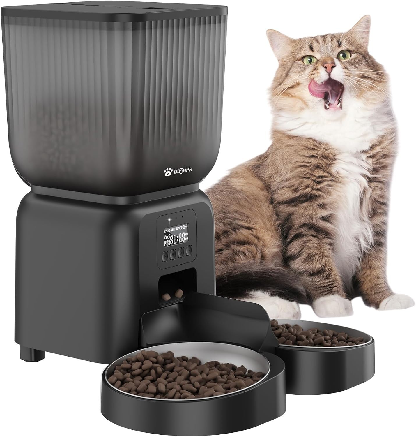 5L Automatic Cat Feeder Timed Food Dispenser 1-6 Meals Dual Power Dry Food