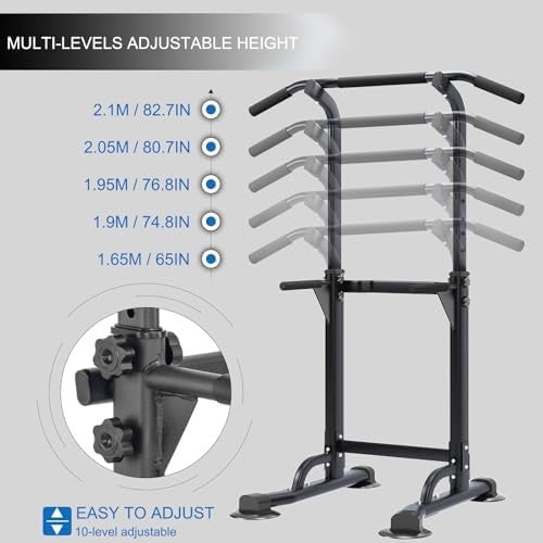 Adjustable Power Tower Pull Up Bar Dip Station Home Gym Fitness Equipment