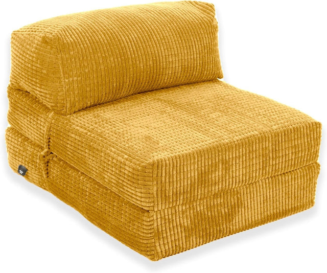 Single Fold-Out Futon Chair Bed | Lightweight Corduroy Mattress, Portable
