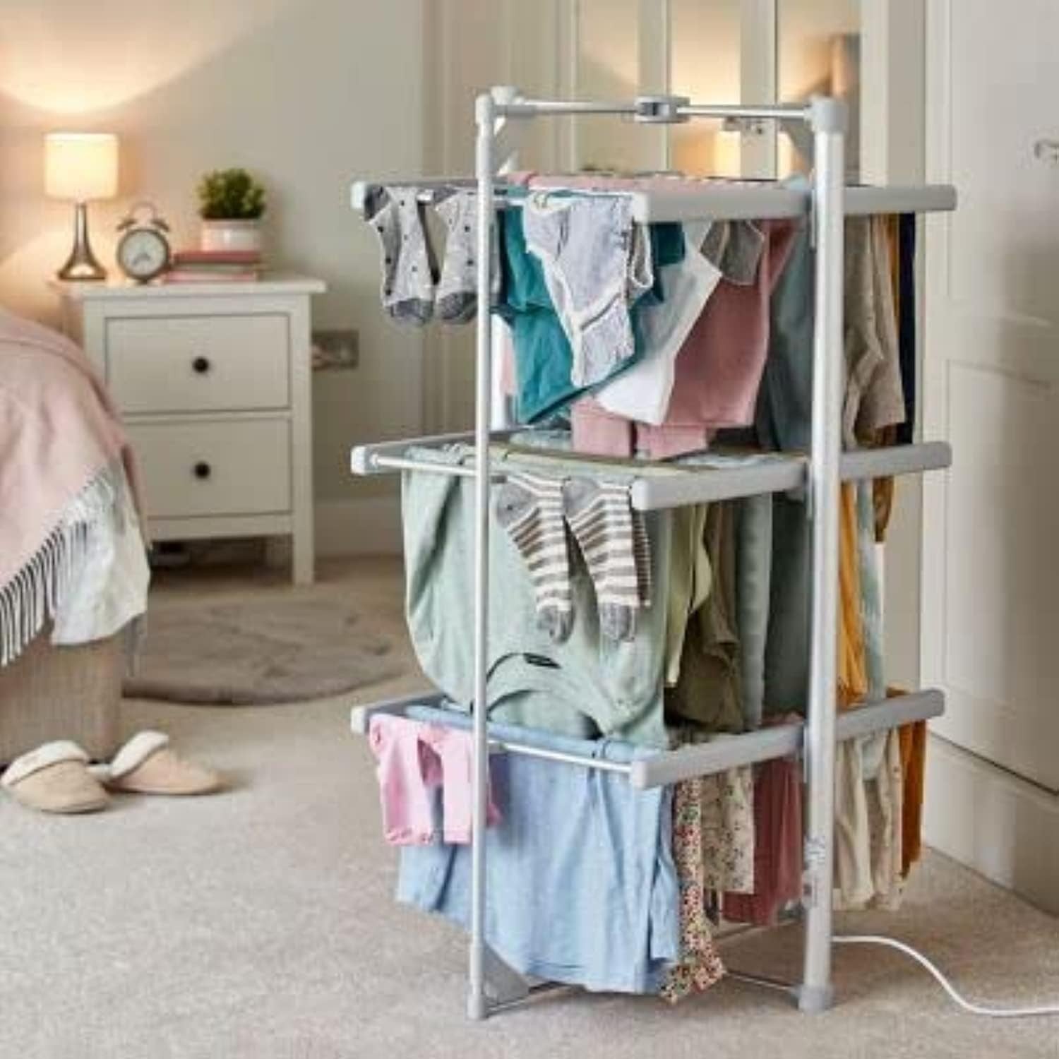 Mini Electric Heated Clothes Airer 3 Tier Folding Indoor Drying Rack