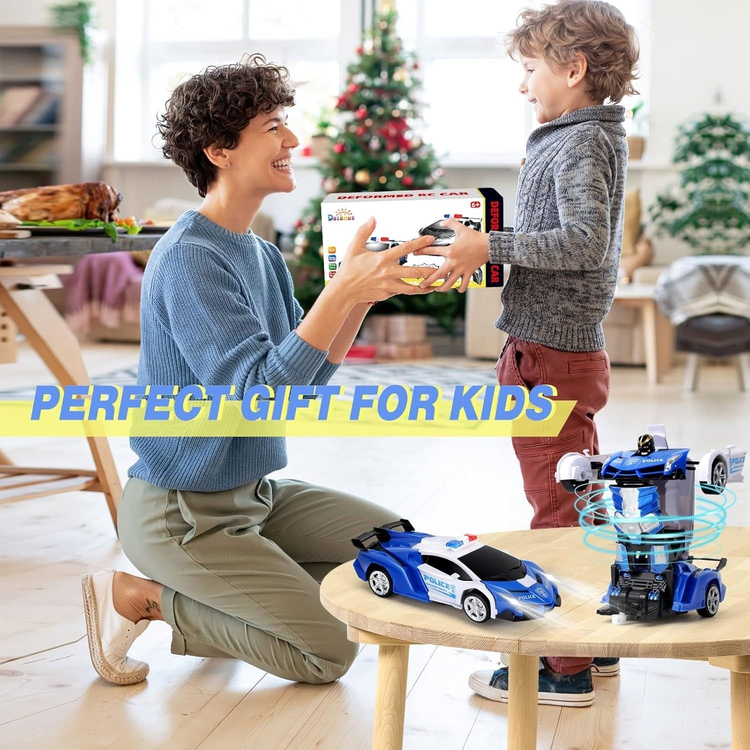 Transforming Robot RC Car 360° Spin Toy – Rechargeable Gift for Kids 3–8+