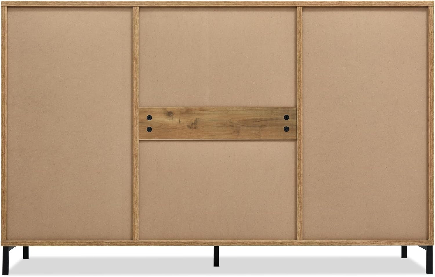 120cm Oak Sideboard Cabinet with Adjustable Shelves, 3 Drawers & Doors