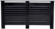 High Gloss Black Radiator Cover Modern Slatted Cabinet W111.5xH82cm