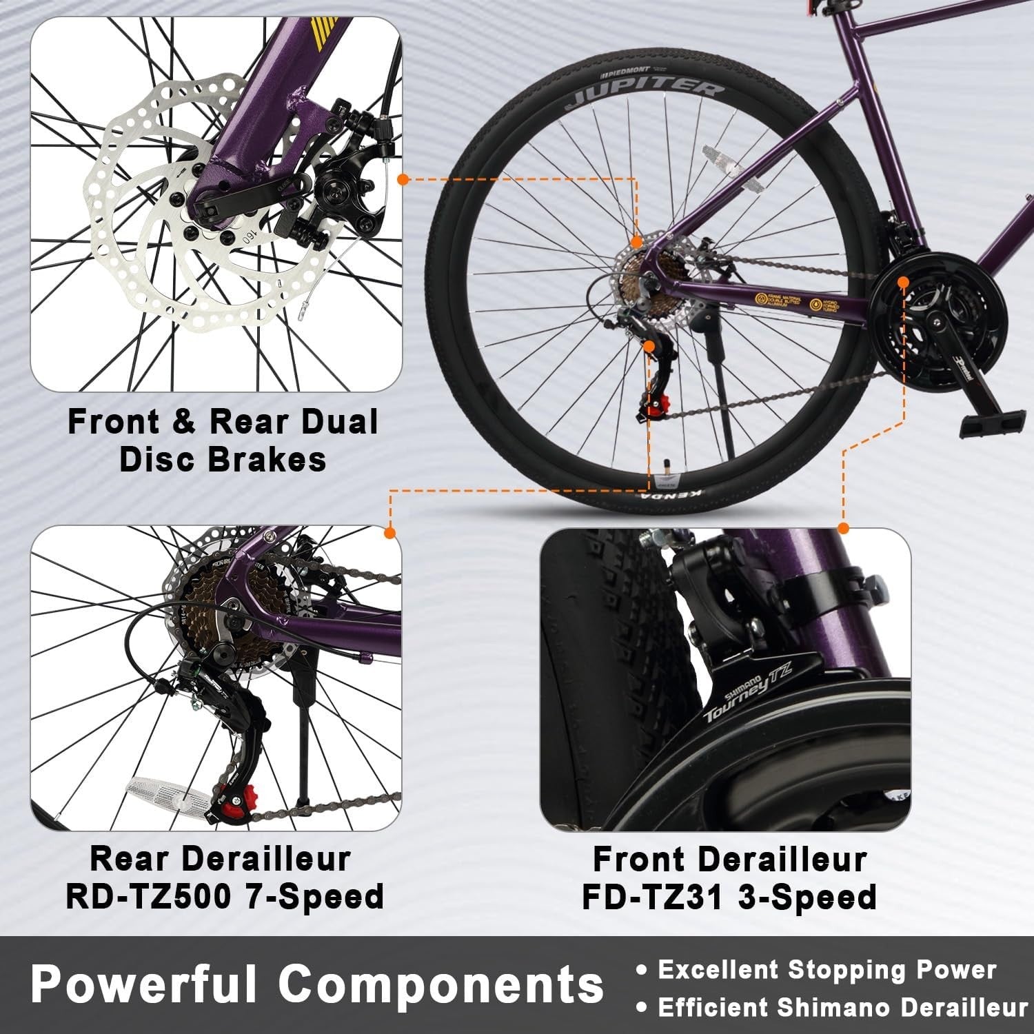 700C Road Bike Lightweight Aluminum Frame 21-Speed Dual Disc Brake Cycle