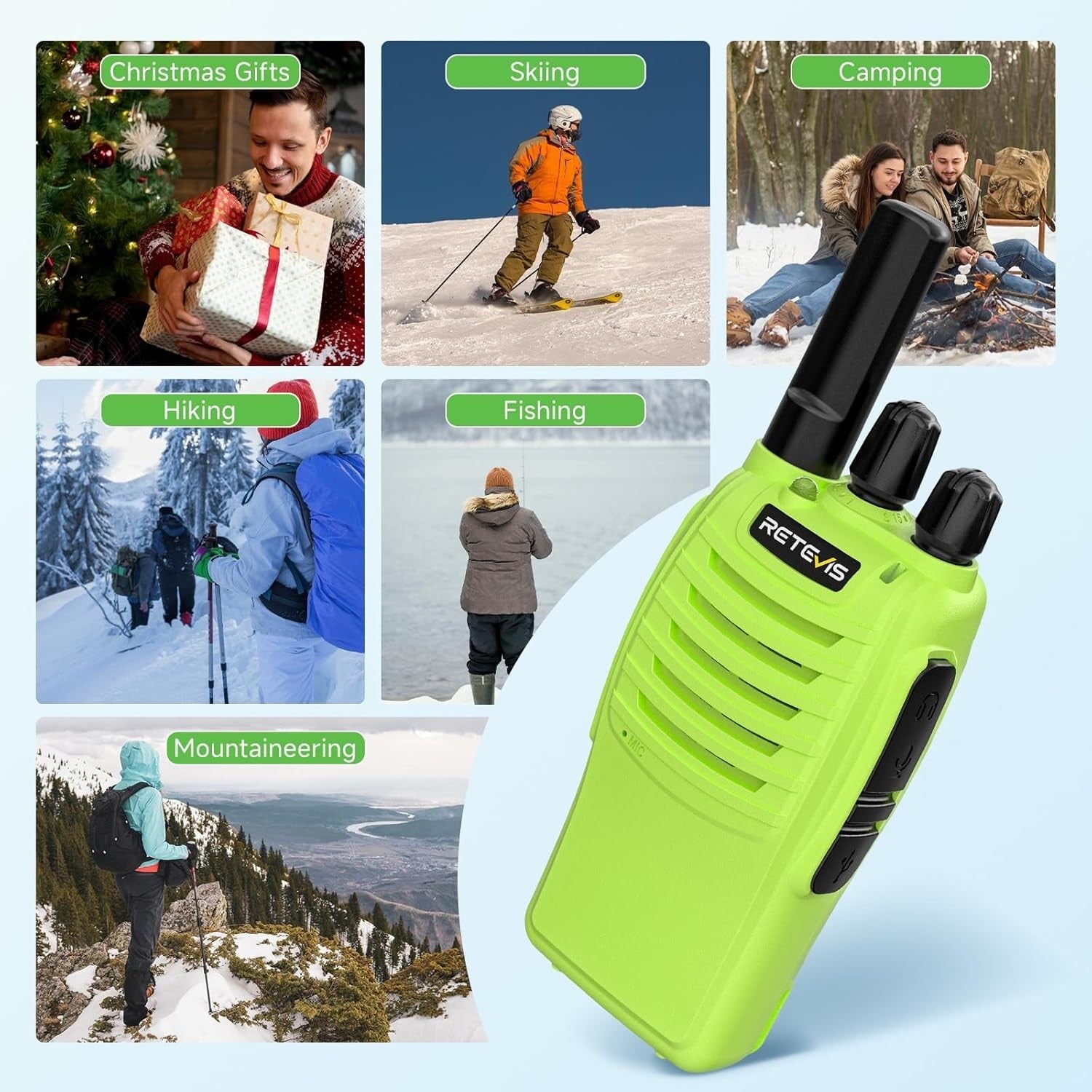 PMR446 Walkie Talkies 3 Pack Rechargeable VOX Type-C LED Alarm