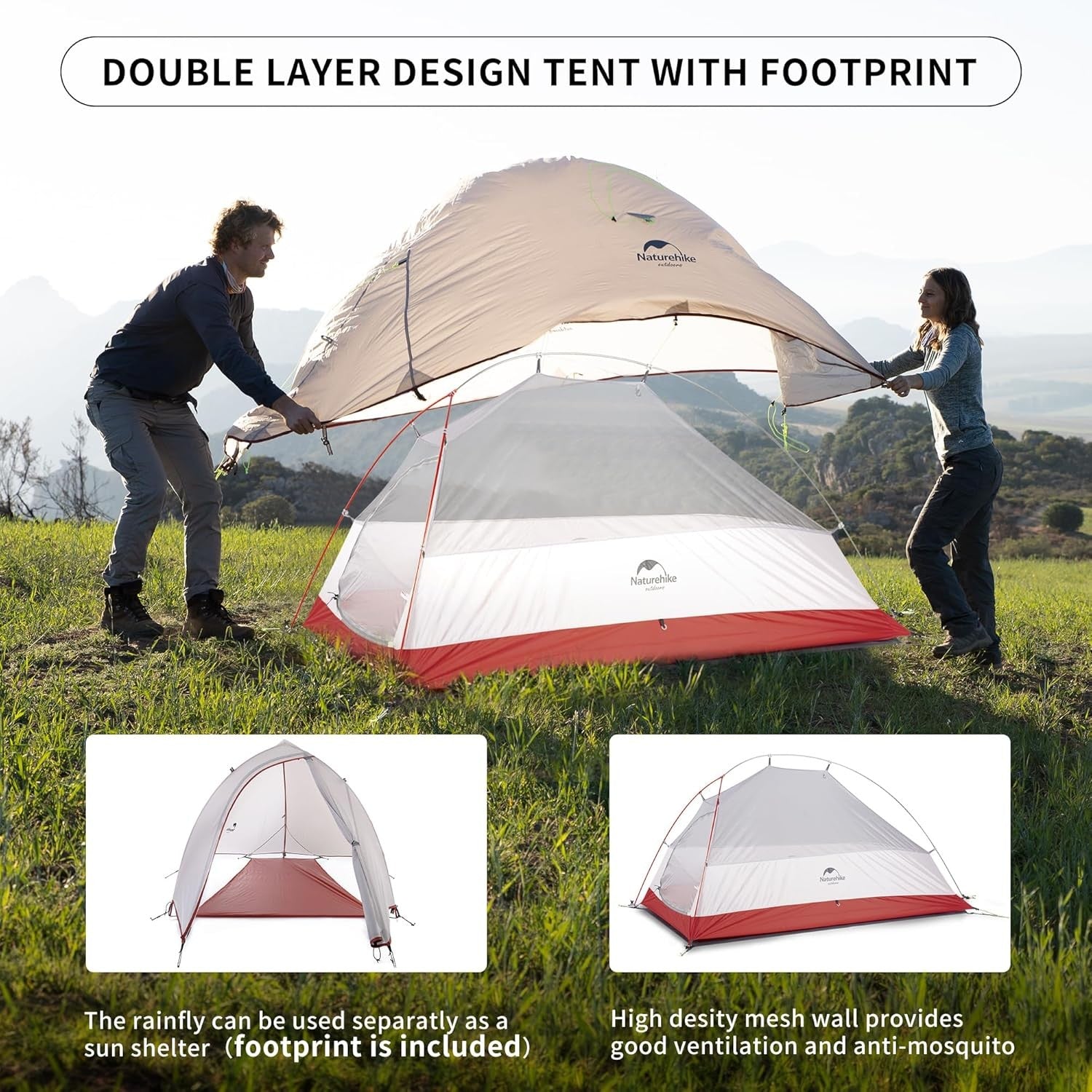 Ultralight 1 Person Backpacking Tent Waterproof Hiking