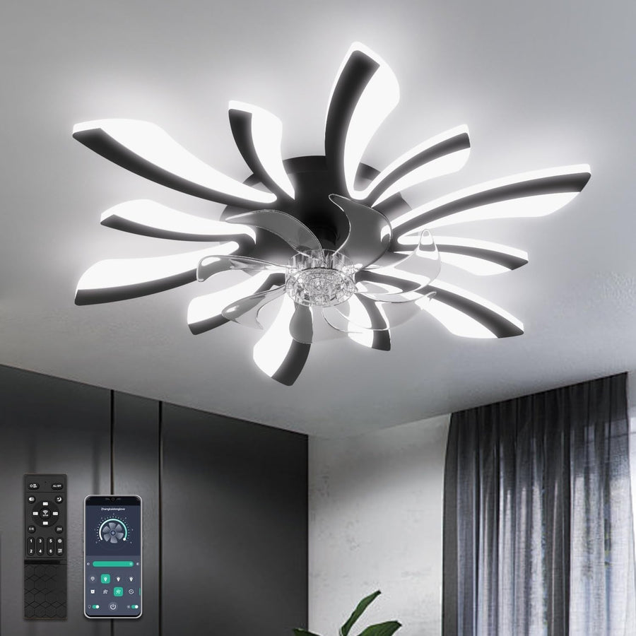 30.7" Ceiling Fan with Lights, 6 Speeds, Dimmable, Remote & LED