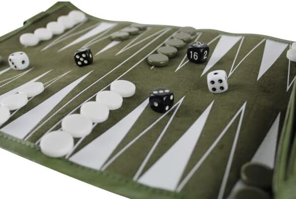 13 Inch Roll Up Backgammon Travel Set Portable Folding Strategy Board