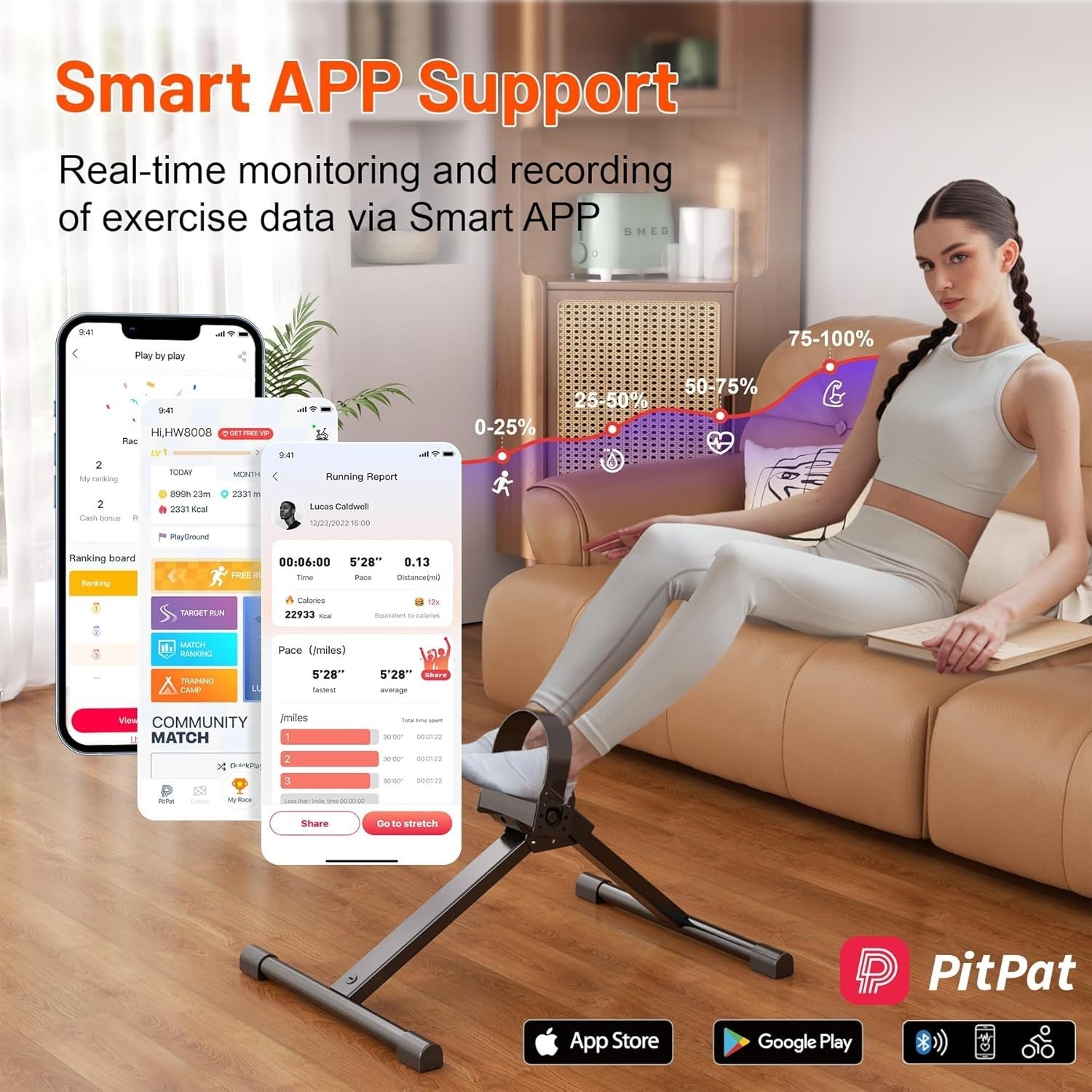 Smart Folding Pedal Exerciser LCD Adjustable Arm Leg Desk Bike