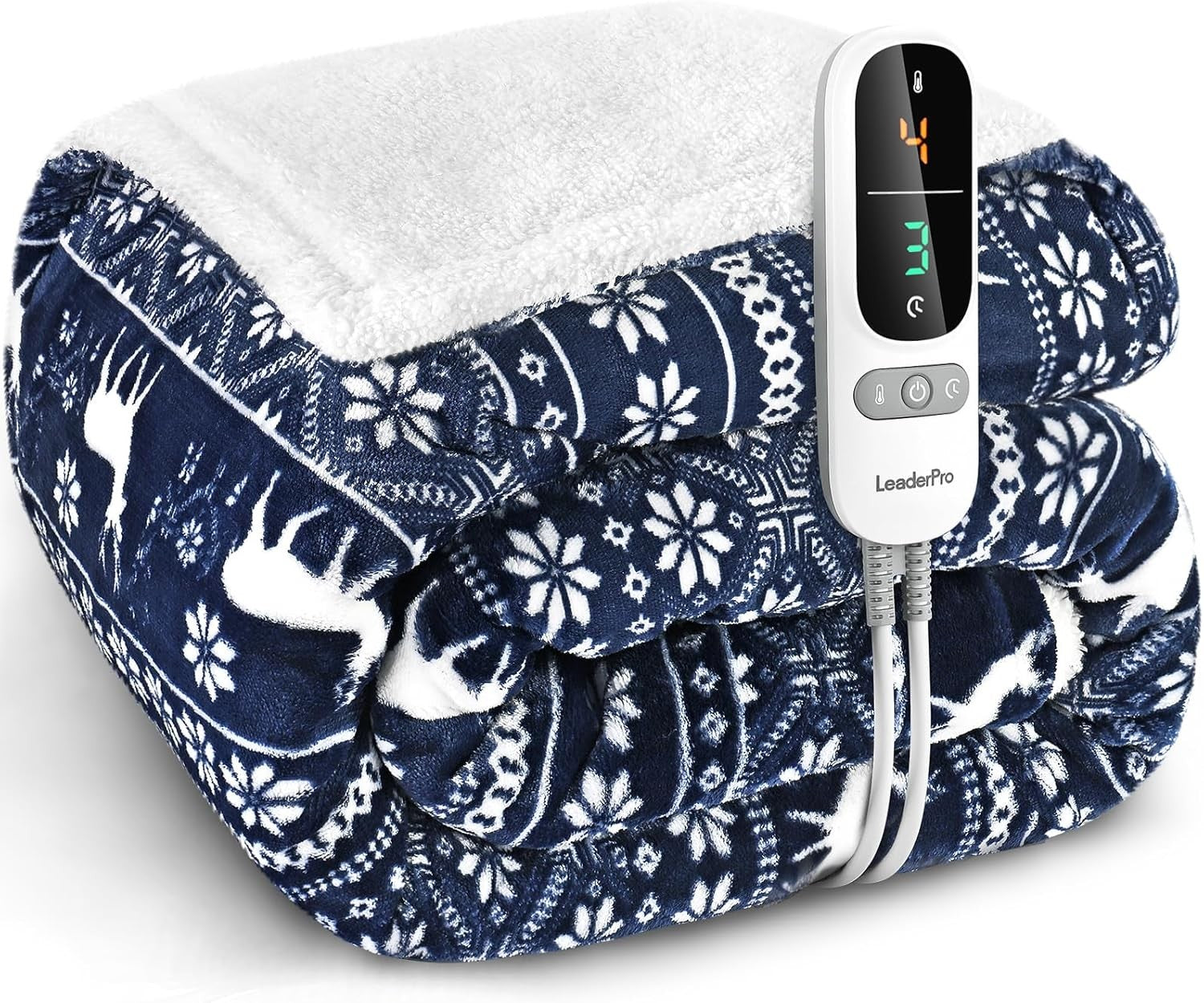 Double Electric Heated Blanket Fast Heat 9 Levels Timer Washable Fleece Throw