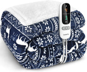 Double Electric Heated Blanket Fast Heat 9 Levels Timer Washable Fleece Throw