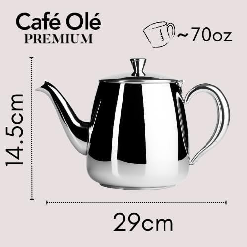 Stainless Steel Teapot 70oz Mirror Polished Tea Pot Cool Touch Handle