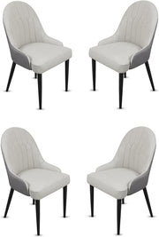 Grey Faux Leather Dining Chairs Set of 4 Padded Upholstered Kitchen Seats