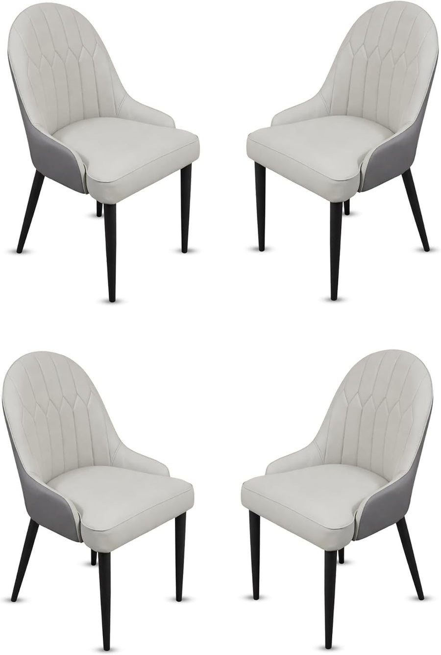 Grey Faux Leather Dining Chairs Set of 4 Padded Upholstered Kitchen Seats