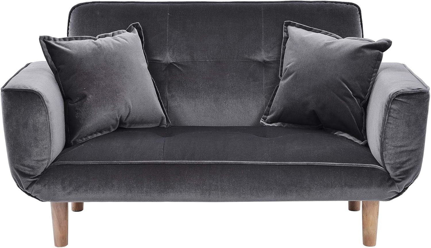 2 Seater Sofa Bed Dark Grey Compact Couch Recliner for Small Spaces