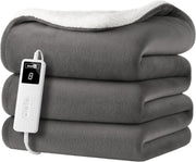 Electric Heated Throw Blanket Fleece Sherpa Fast Heat 9 Settings Timer