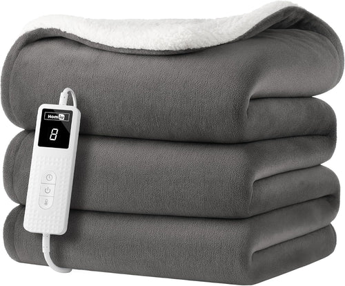 Electric Heated Throw Blanket Fleece Sherpa Fast Heat 9 Settings Timer