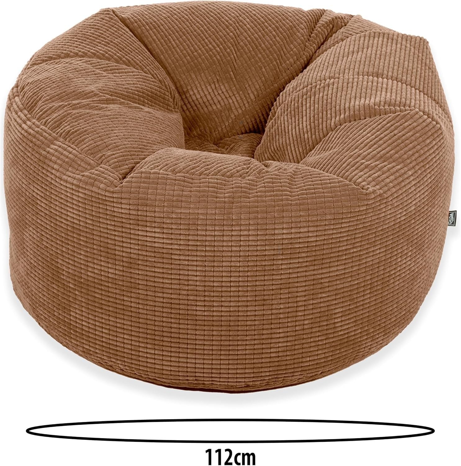 XL Corduroy Bean Bag Chair Mocha Giant Seat Soft Lounge for Adults Kids