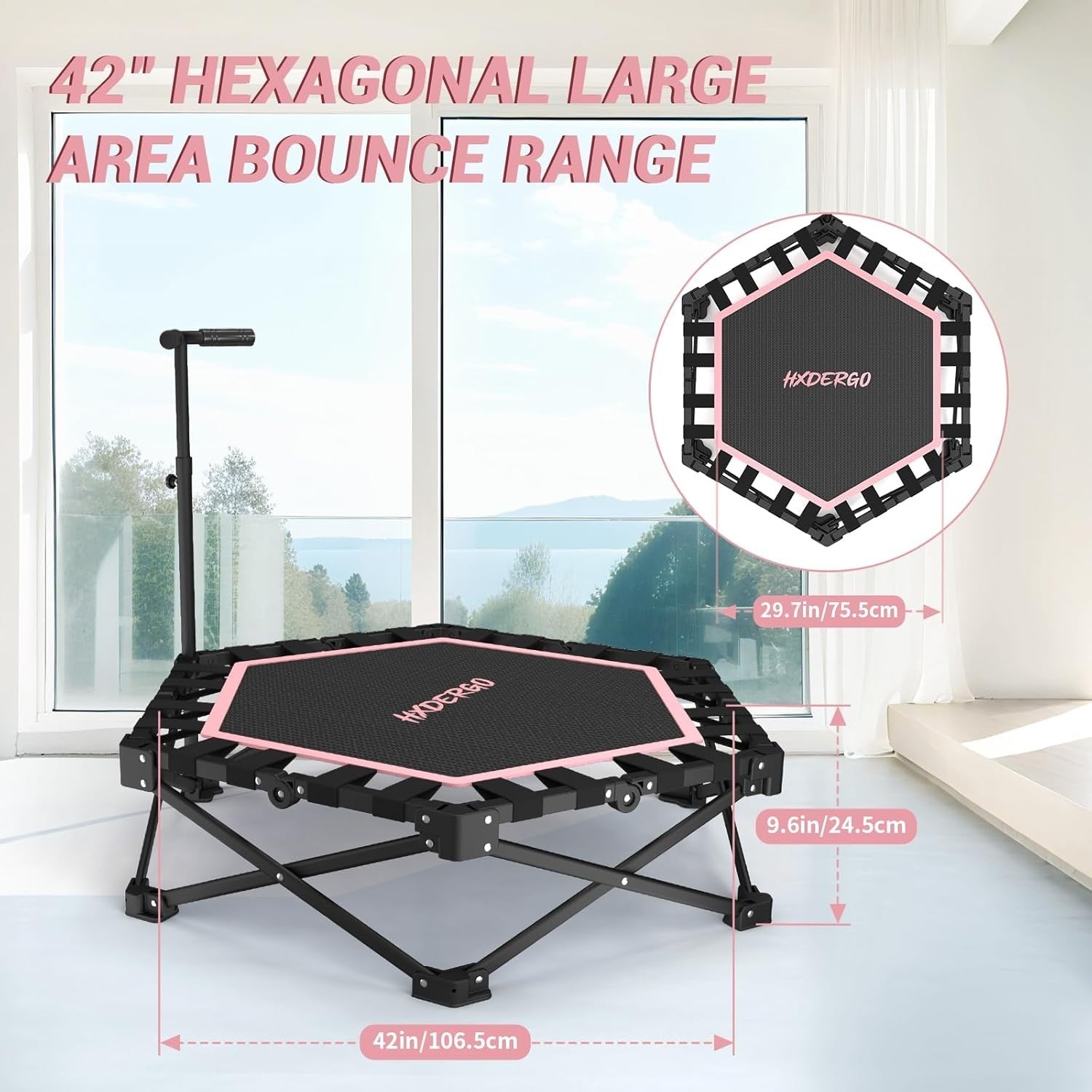 42” Foldable Fitness Trampoline for Adults Indoor Rebounder Exercise Jumper
