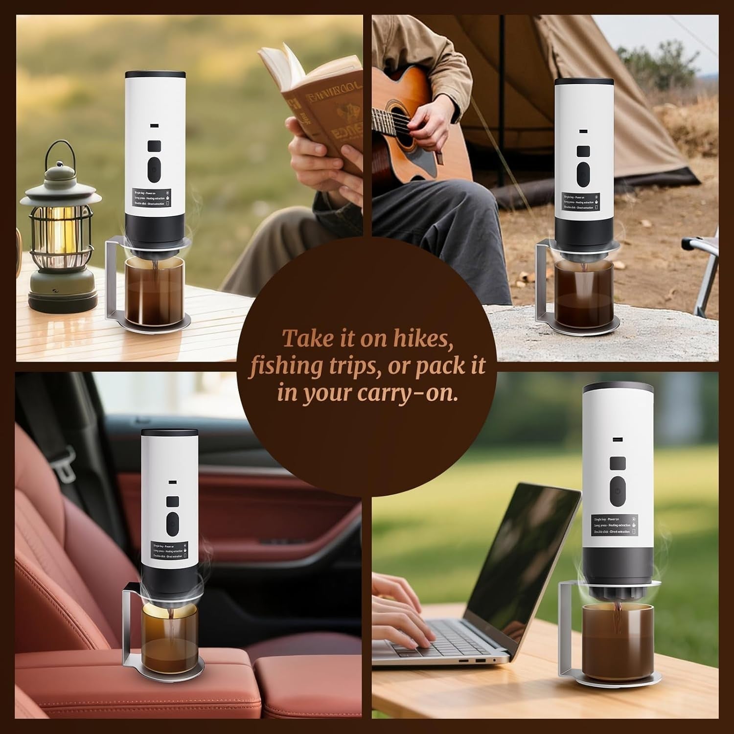 Self-Heating Portable Coffee Maker 20-Bar | Rechargeable Travel Espresso Machine