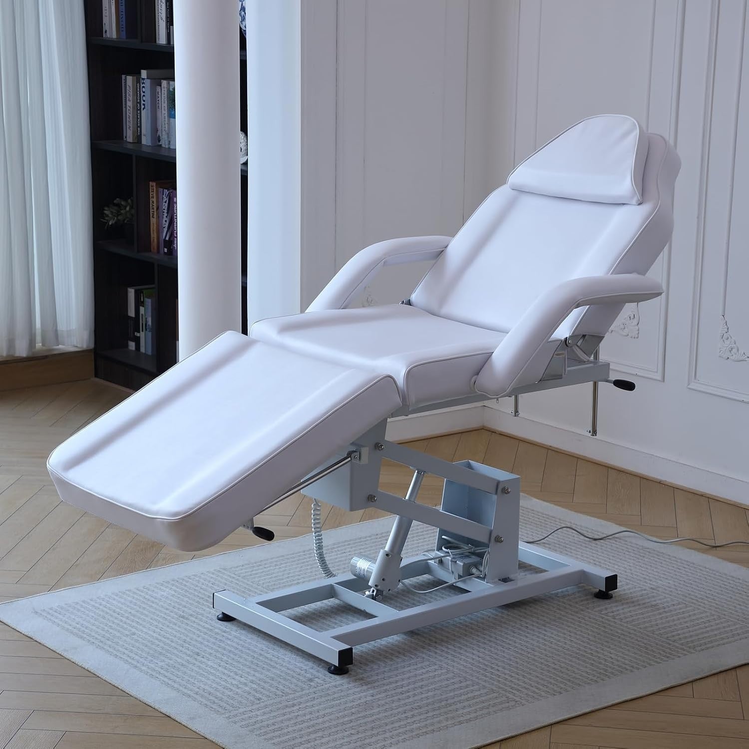 Electric 3-Section Beauty Massage Bed Adjustable Salon Therapy Chair w/ Stool