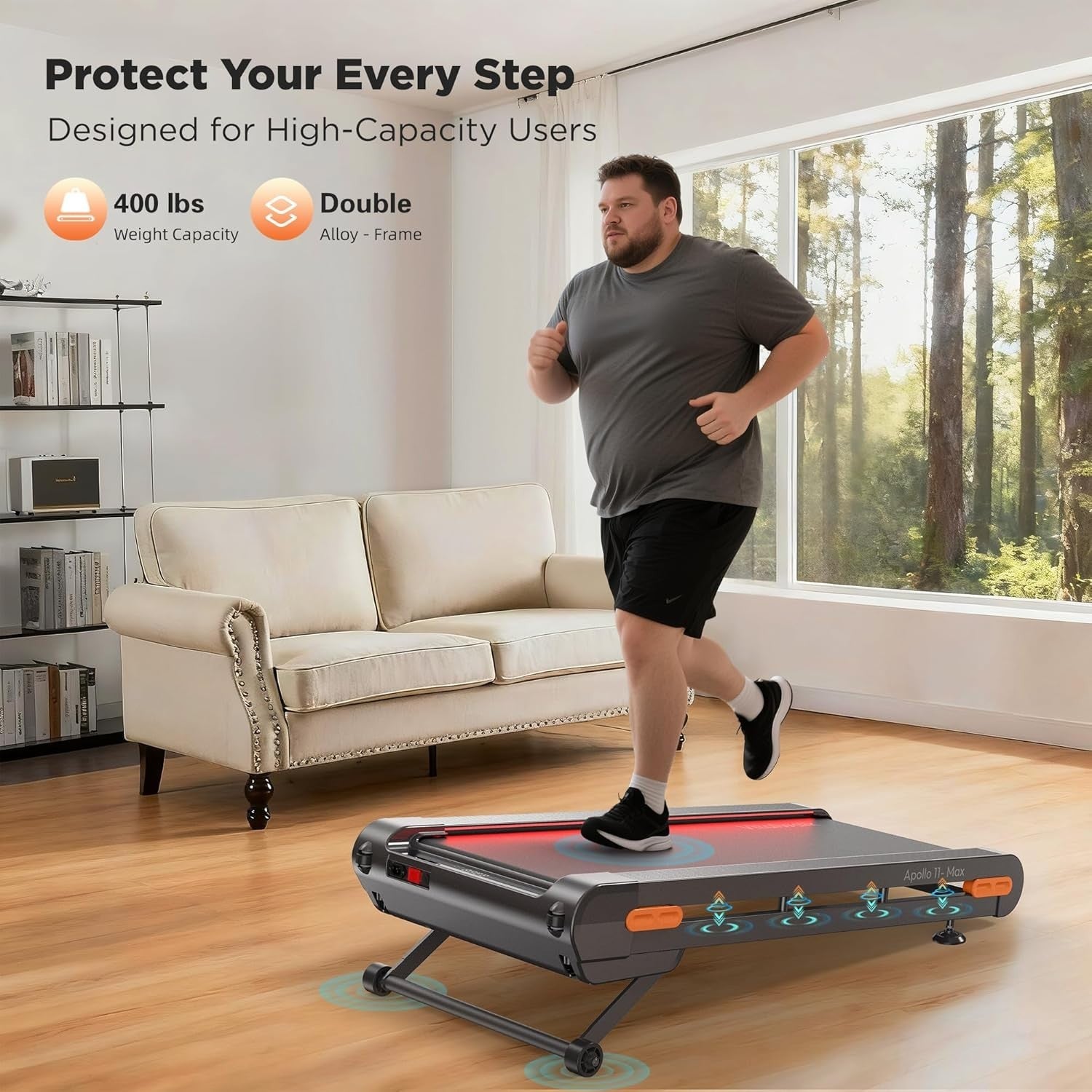 Under Desk Walking Treadmill 3.5HP Quiet Incline Home Office 159KG Capacity