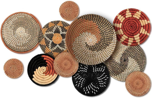 11PCS Boho Woven Wall Baskets Bulrush Farmhouse Decor Clr Classic