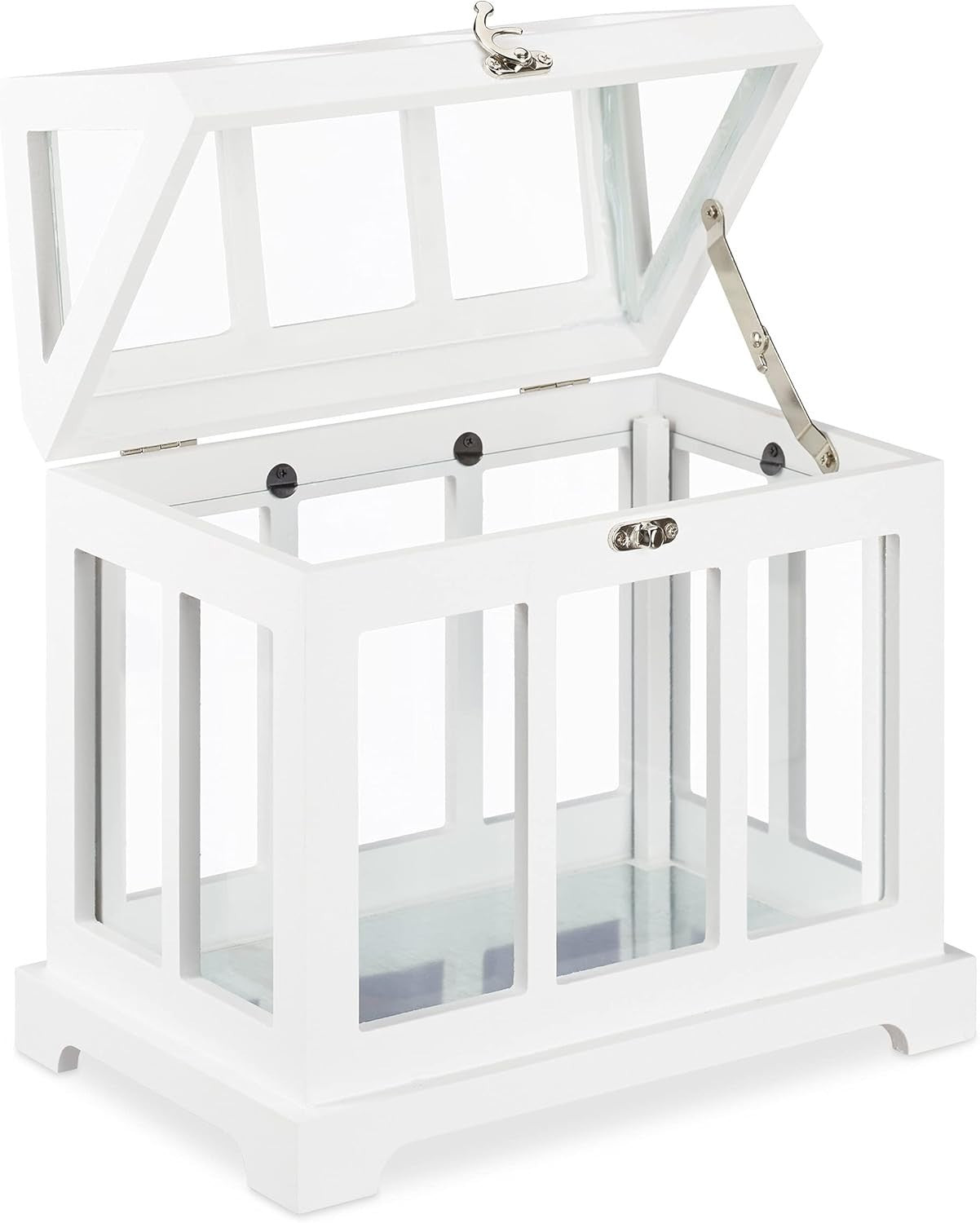 Set of 2 Indoor Mini Greenhouses Glass MDF Herb Planters Decorative Display