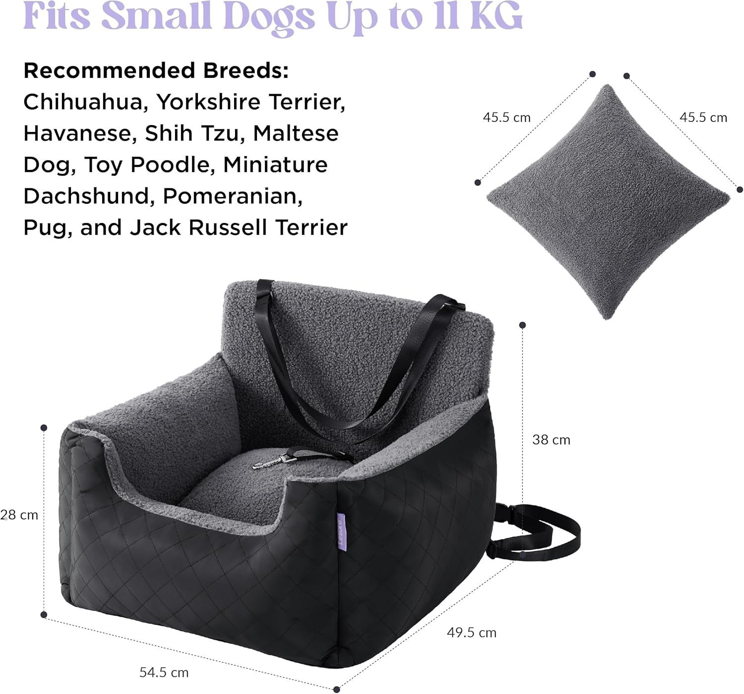 Waterproof Dog Car Seat Booster Bed Travel Carrier Leash Small Dogs
