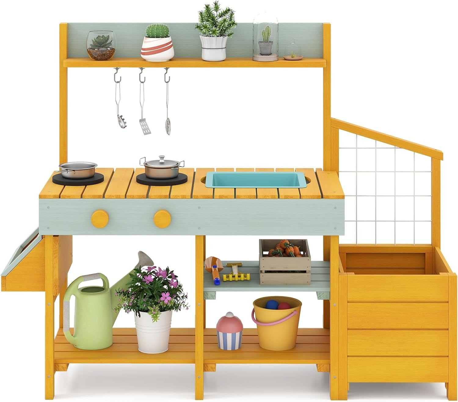 Outdoor Kids Mud Kitchen Garden Potting Bench Wooden Playset Toy