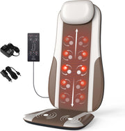 Shiatsu Back Massager Chair Pad Heat Kneading Roller Seat Cushion Brown