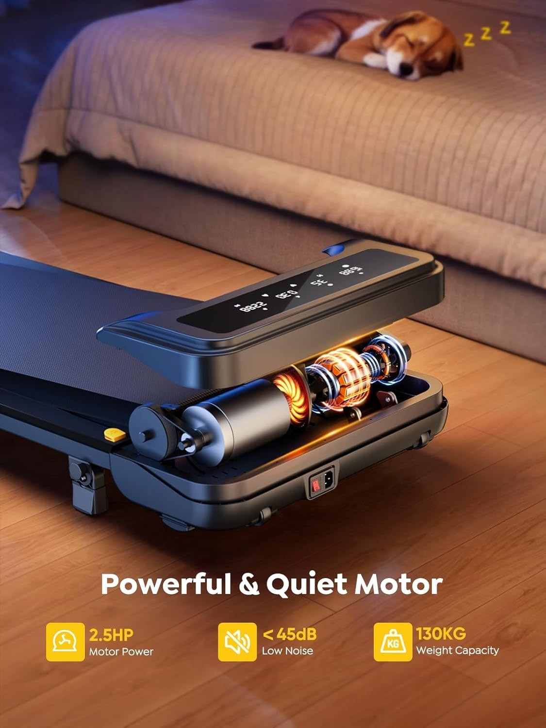 Under Desk Treadmill 2.5HP Home Walking Running Pad 9% Incline LED Display