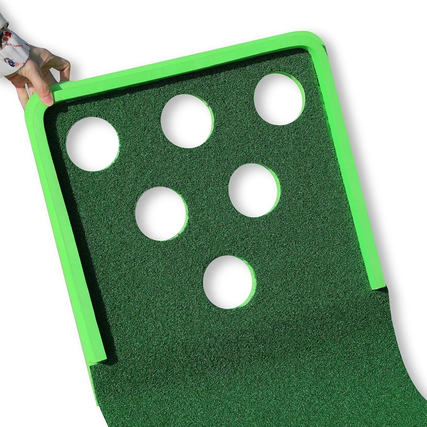 Indoor Outdoor Golf Putting Mat Set w Putters Balls Practice Training Game