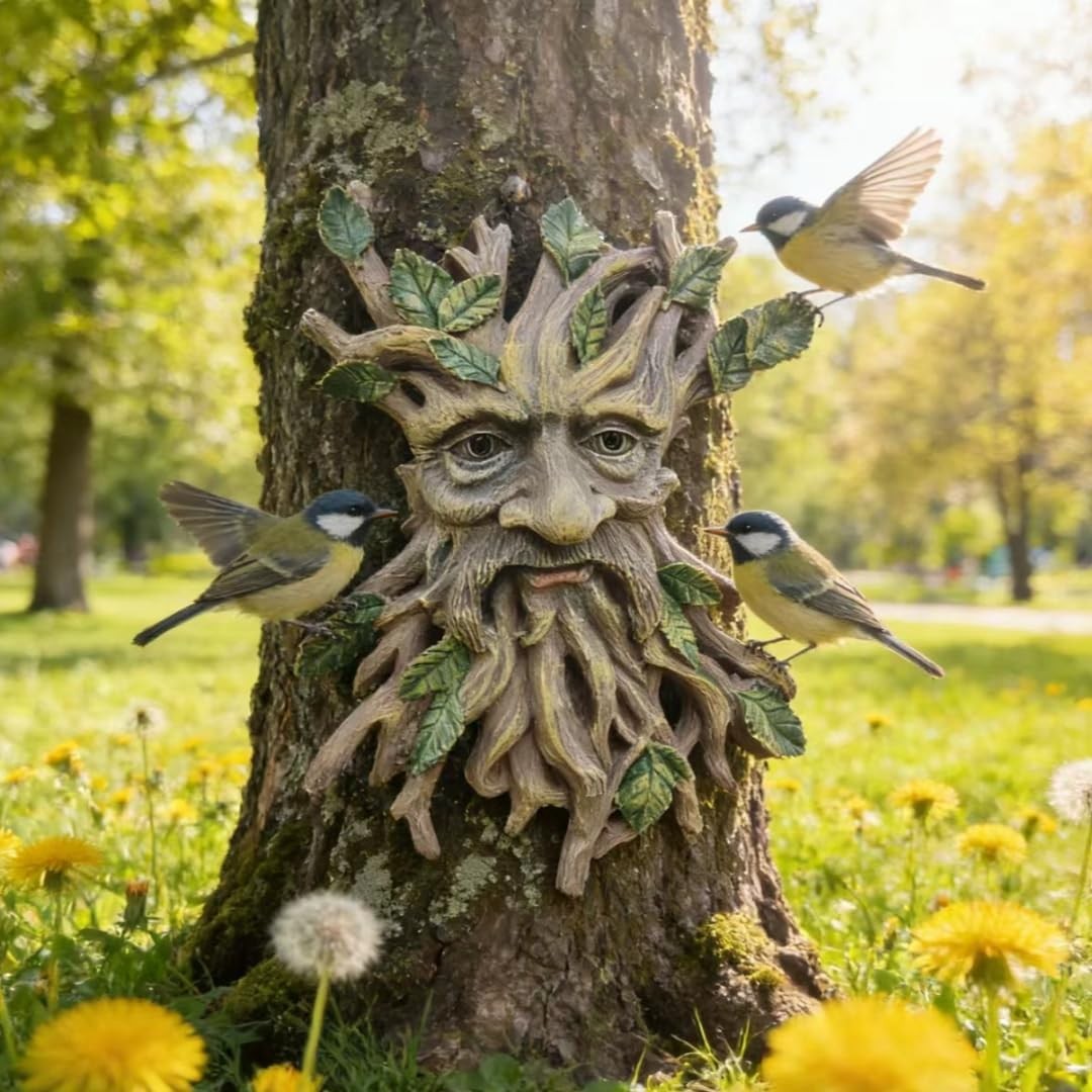 Tree Face Garden Wall Decor Resin Forest Spirit 30cm