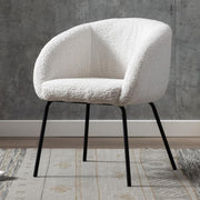 Faux Fur Tub Chair White Accent Armchair Metal Legs