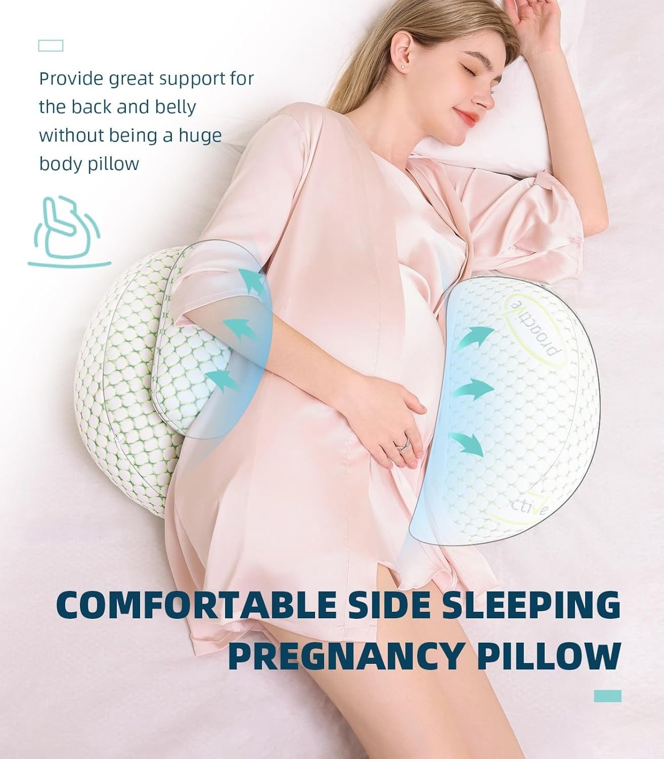 Adjustable Pregnancy Pillow Full Body Support for Back Hips Legs Sleepv