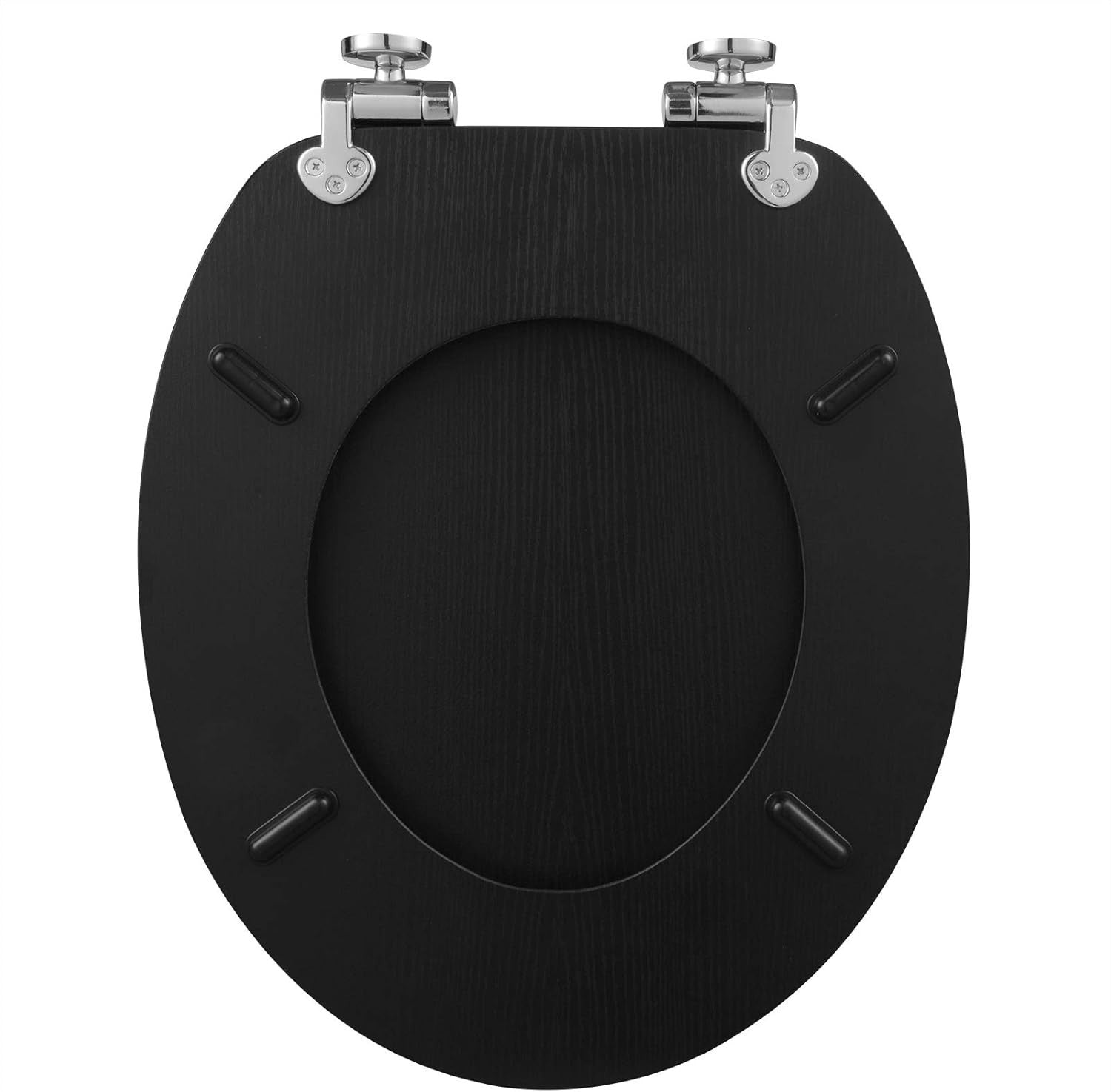 Wooden Toilet Seat Soft Close Black MDF Heavy Duty Standard WC 43.8x37.8cm