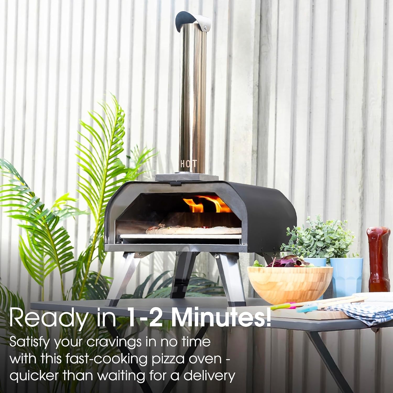 Outdoor 13" Wood Pellet Pizza Oven | Portable Garden BBQ Cooker w Paddle & Cover