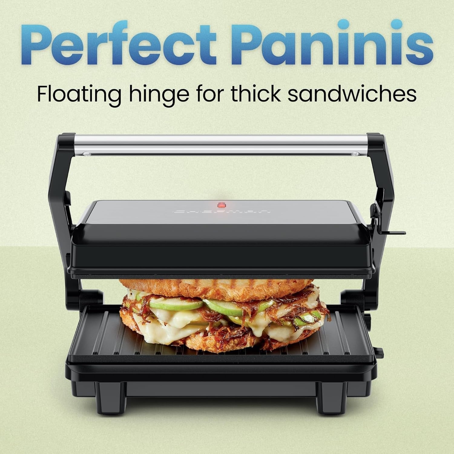 2 Slice Panini Press Grill 700W Non Stick 27.1cm Black