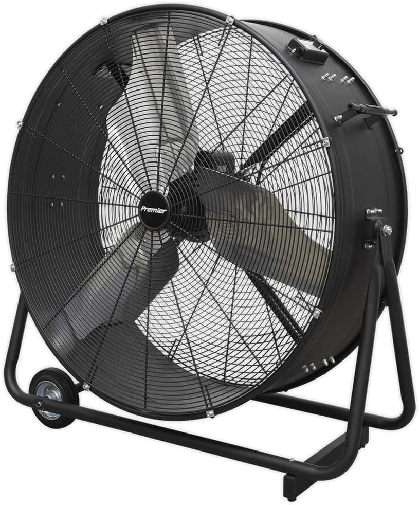 36-Inch Industrial Drum Fan – 230V High Velocity 410W Floor Air Circulation