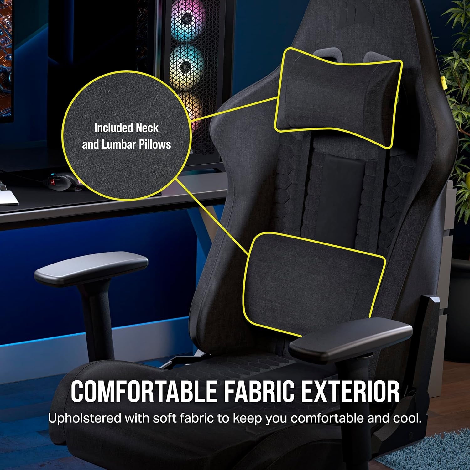Relaxed Gaming Chair – Fabric Adjustable Seat Grey & Black