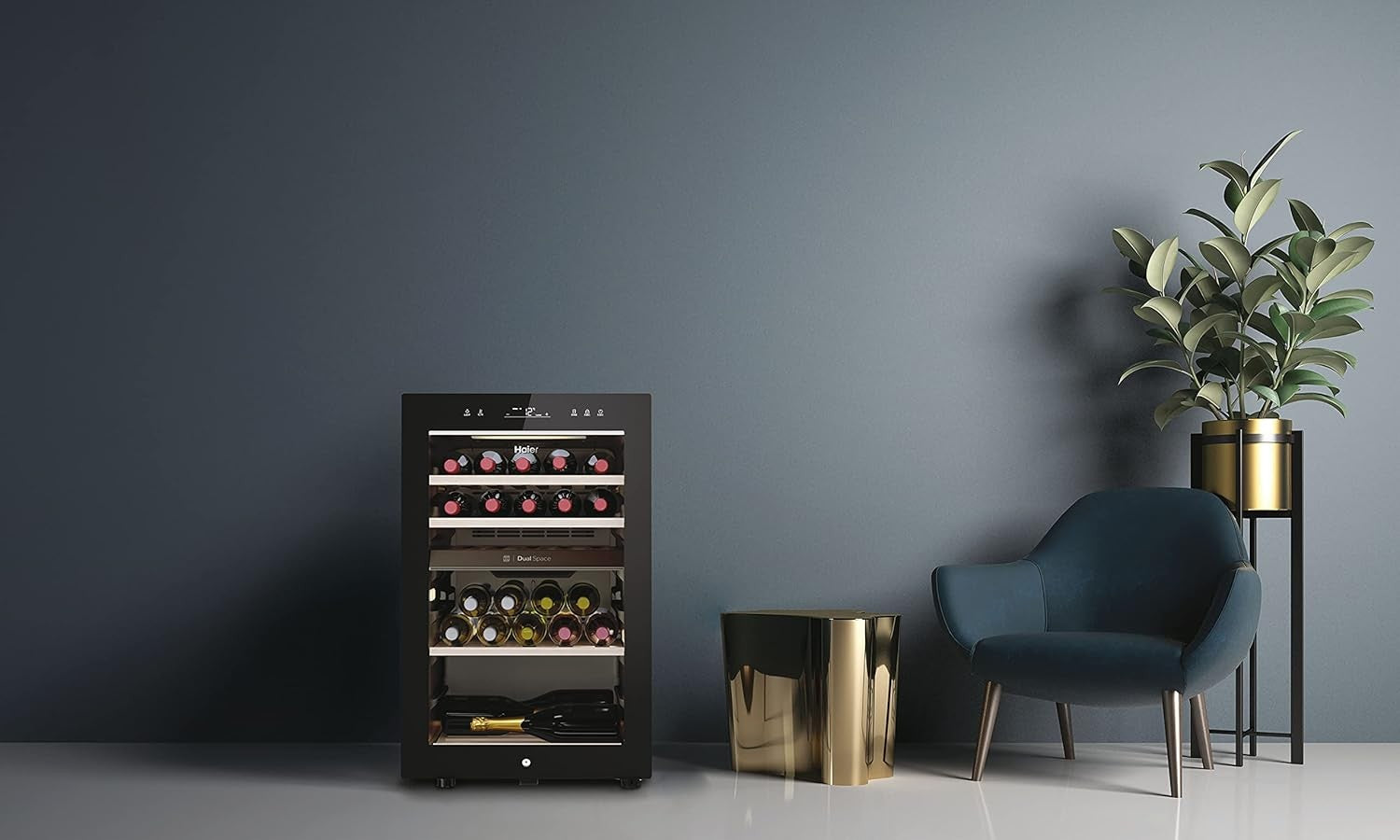 42 Bottle Wine Cooler Fridge Dual Zone Glass Door Digital Control Black