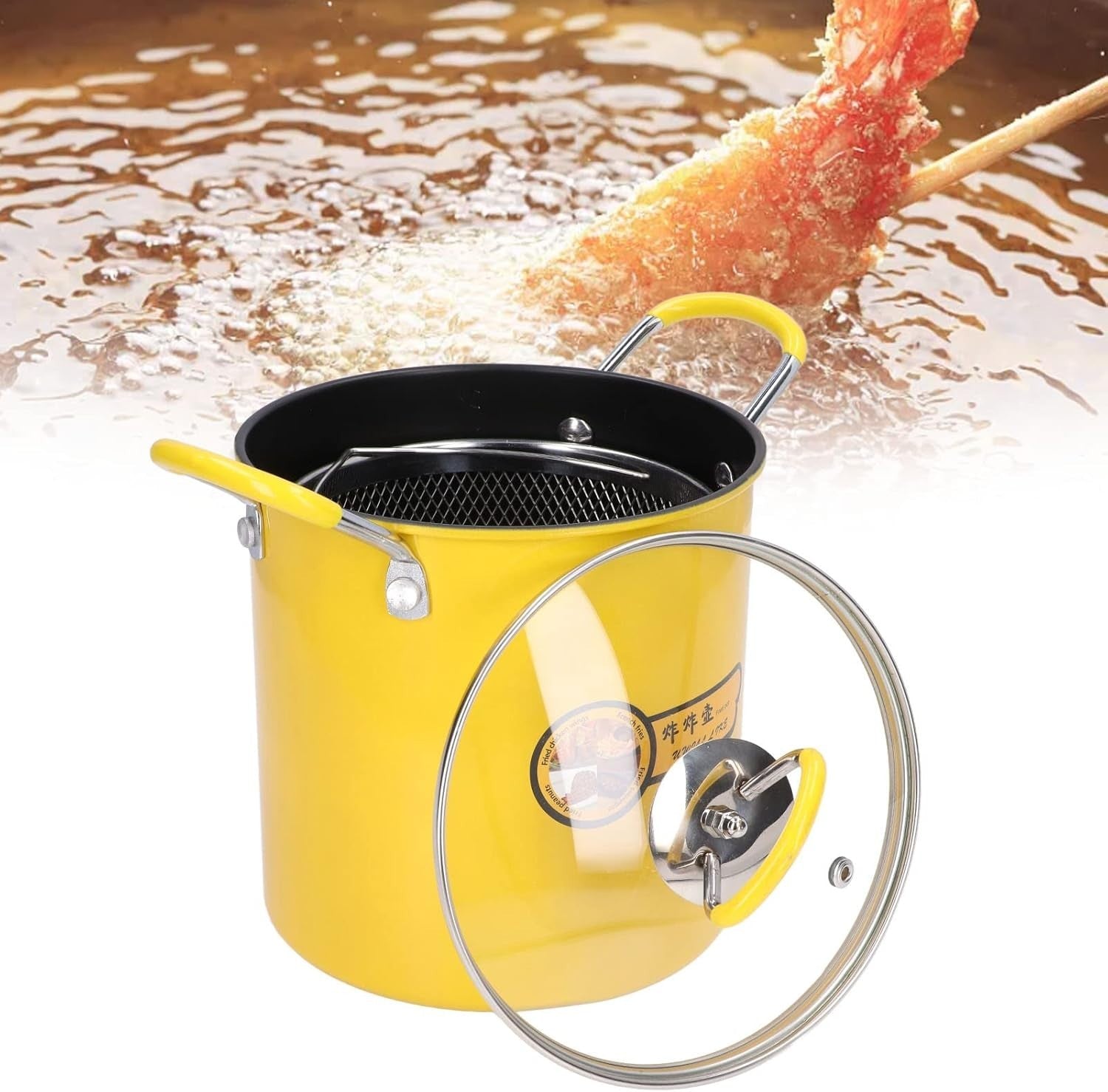 3L Mini Stainless Steel Deep Fryer Pot w Basket Oil Filter Lid