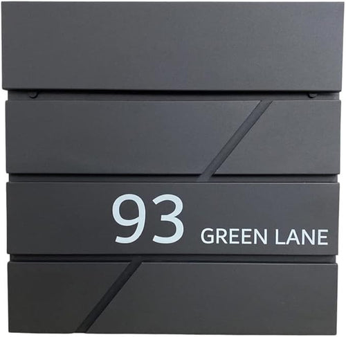 Lockable Wall Mounted Post Box Black Metal Waterproof Letterbox 37x37x10cm