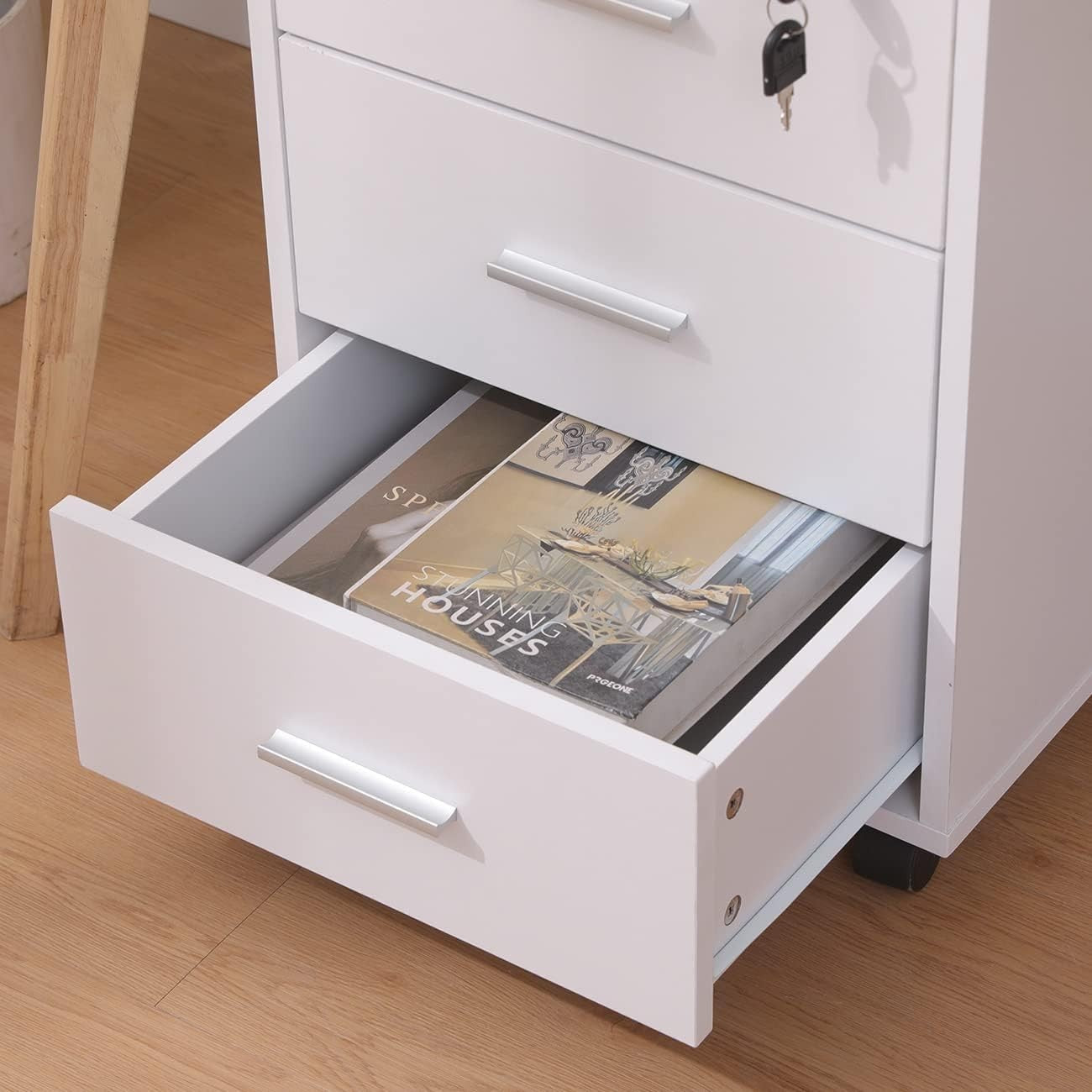 Lockable Rolling Desk Pedestal 3 Drawer Under Desk File Cabinet