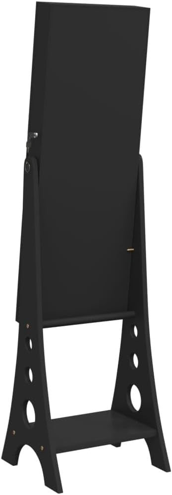 LED Standing Mirror Jewelry Cabinet Lockable Storage Armoire Black
