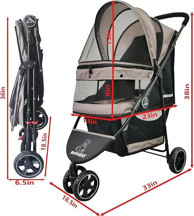 3 Wheel Dog Stroller Jogger Pushchair Lightweight Foldable All Terrain Travel