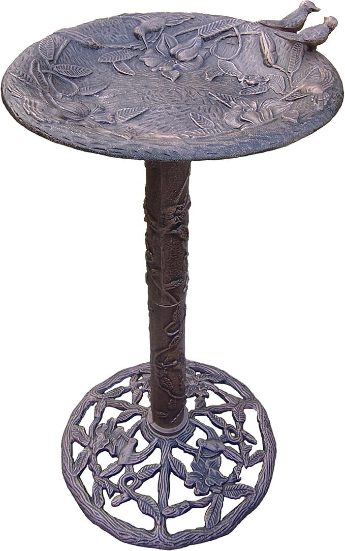 Antique Bronze Cast Bird Bath – Elegant Outdoor Hummingbird Garden Decor